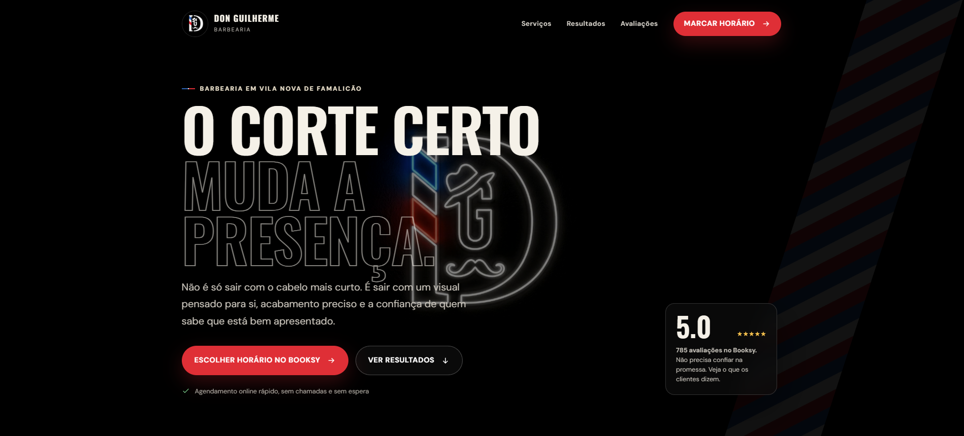 Homepage do website Don Guilherme Barbearia